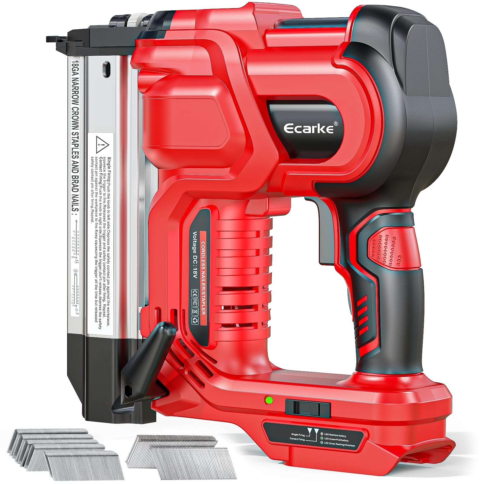 18 Gauge Electric Nail Gun For Milwaukee Battery 2 In 1 Cordless Brad Nailer And Stapler With 18GA Nails Staples Battery For M18 18V Power 2 Firing Modes For Trim Wood Crafting Home DIY Amazon