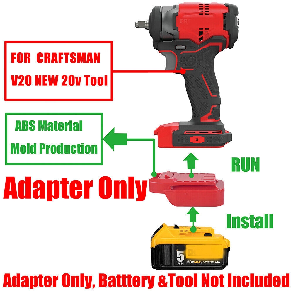 1x Adapter Fits Dewalt 20v MAX Li Ion Battery To For Craftsman V20 NEW 20v Tools