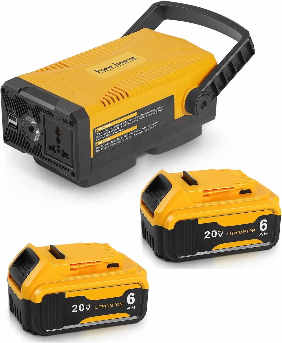 2 Pack 6 0Ah Dewalt 20V Battery With 110V 150W Power Station Inverter Walmart