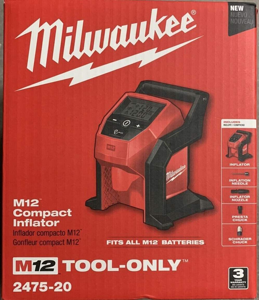 2475 20 Milwaukee M12 Compact Inflator W Accessories Tool Only EBay