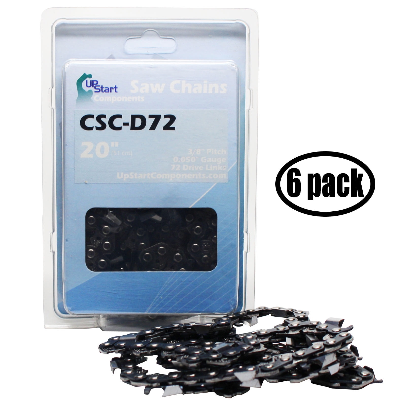 6 Pack 20 Full Chisel Saw Chain For Husqvarna 353 Chainsaws 20 Inch 3 8 Pitch 0 050 Gauge 72 Drive Links CSC D72 UpStart Components Walmart