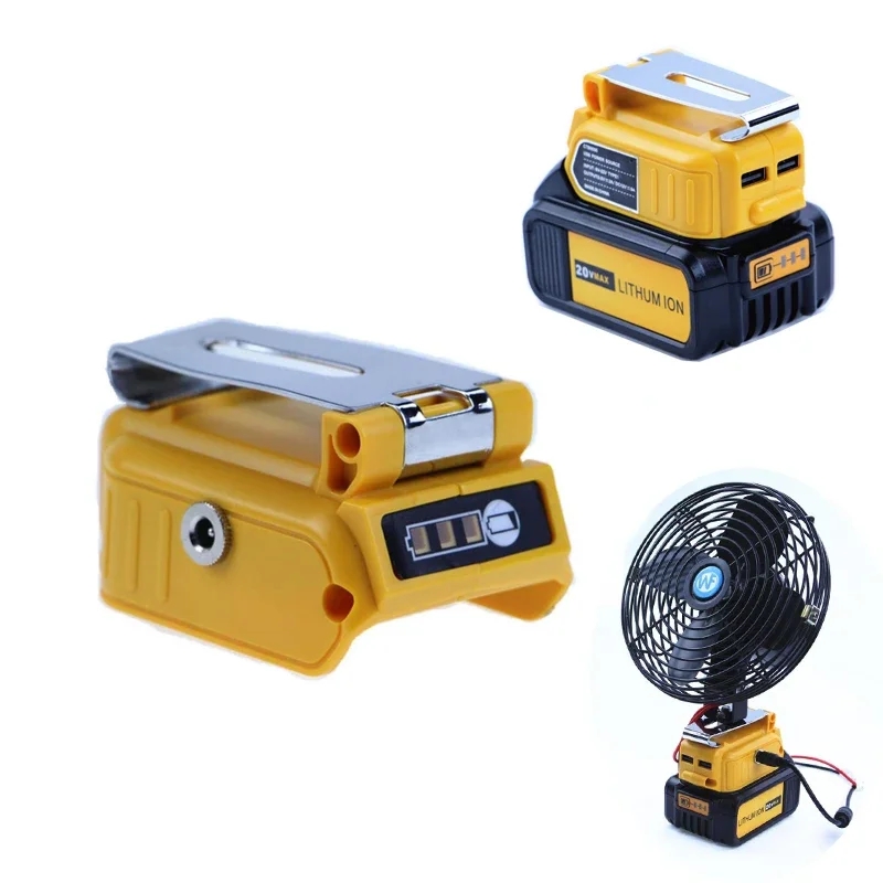 Adapter With 12V 5A DC Output Interface And Clip For DEWALT 18V 20V Li Ion Battery Dual USB And LED Display Converter