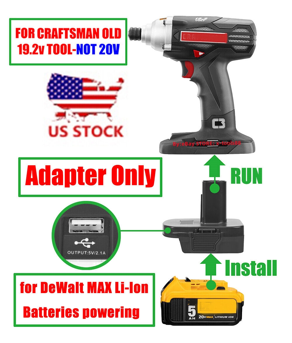 Adaptor For DeWalt 20V 60V XR Battery To Power For Craftsman 19 2v C3 Type Tools