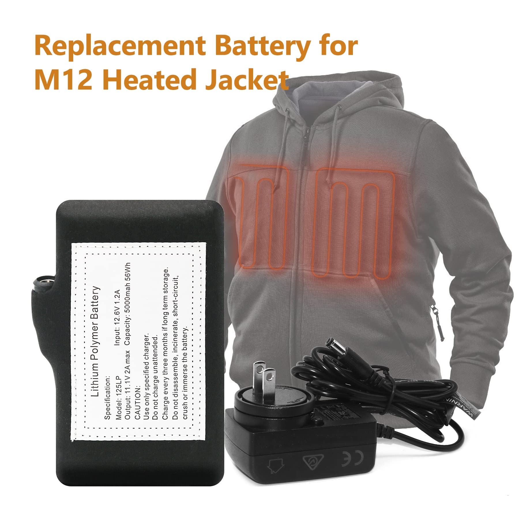 Amazon 12V Heated Jacket Battery For Milwaukee 5000mah High Capacity Replacement Li Polymer Battery Pack Fit For Milwaukee Prosmart Dewalt Revean M12 Heated Vest Hoodie Gear 12Volt Charger Included Tools 