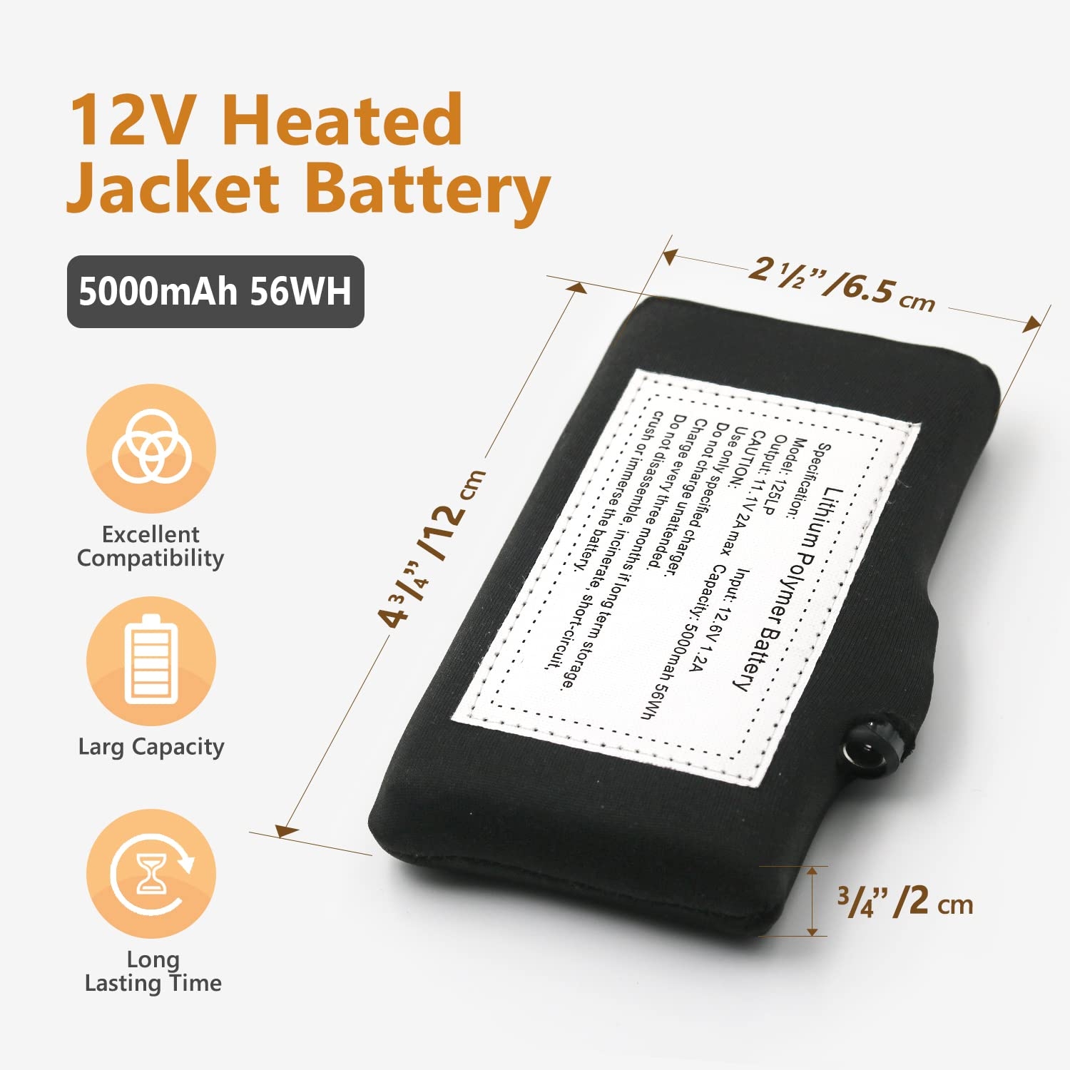 Amazon 12V Heated Jacket Battery For Milwaukee 5000mah High Capacity Replacement Li Polymer Battery Pack Fit For Milwaukee Prosmart Dewalt Revean M12 Heated Vest Hoodie Gear 12Volt Charger Included Tools 