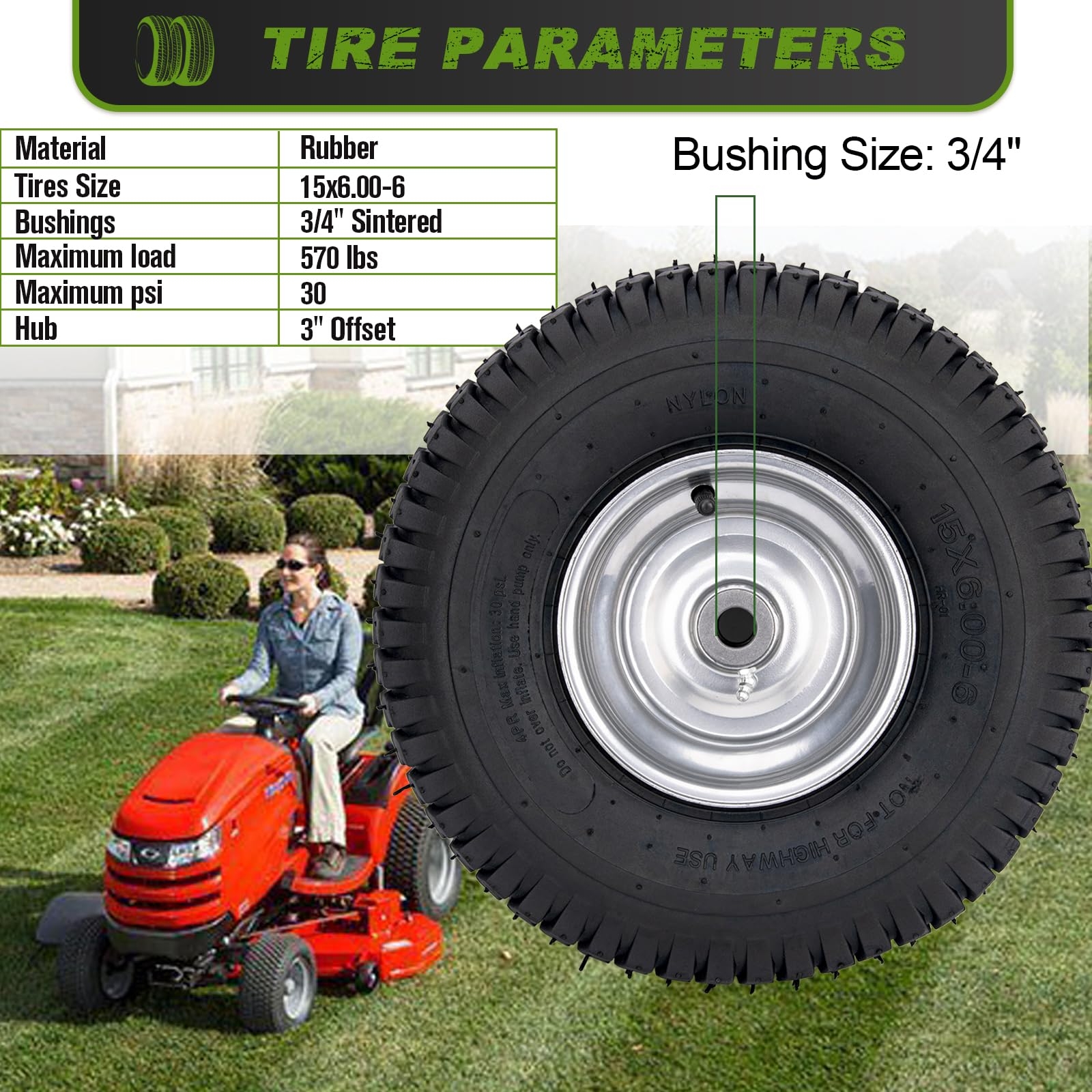 Amazon 15x6 00 6 Lawn Mower Tire Riding Mower Tire And Wheel Front Tire Compatible With John Deere Craftsman Husqvarna Lawn Mower Tires Tractors Tire Patio Lawn Garden