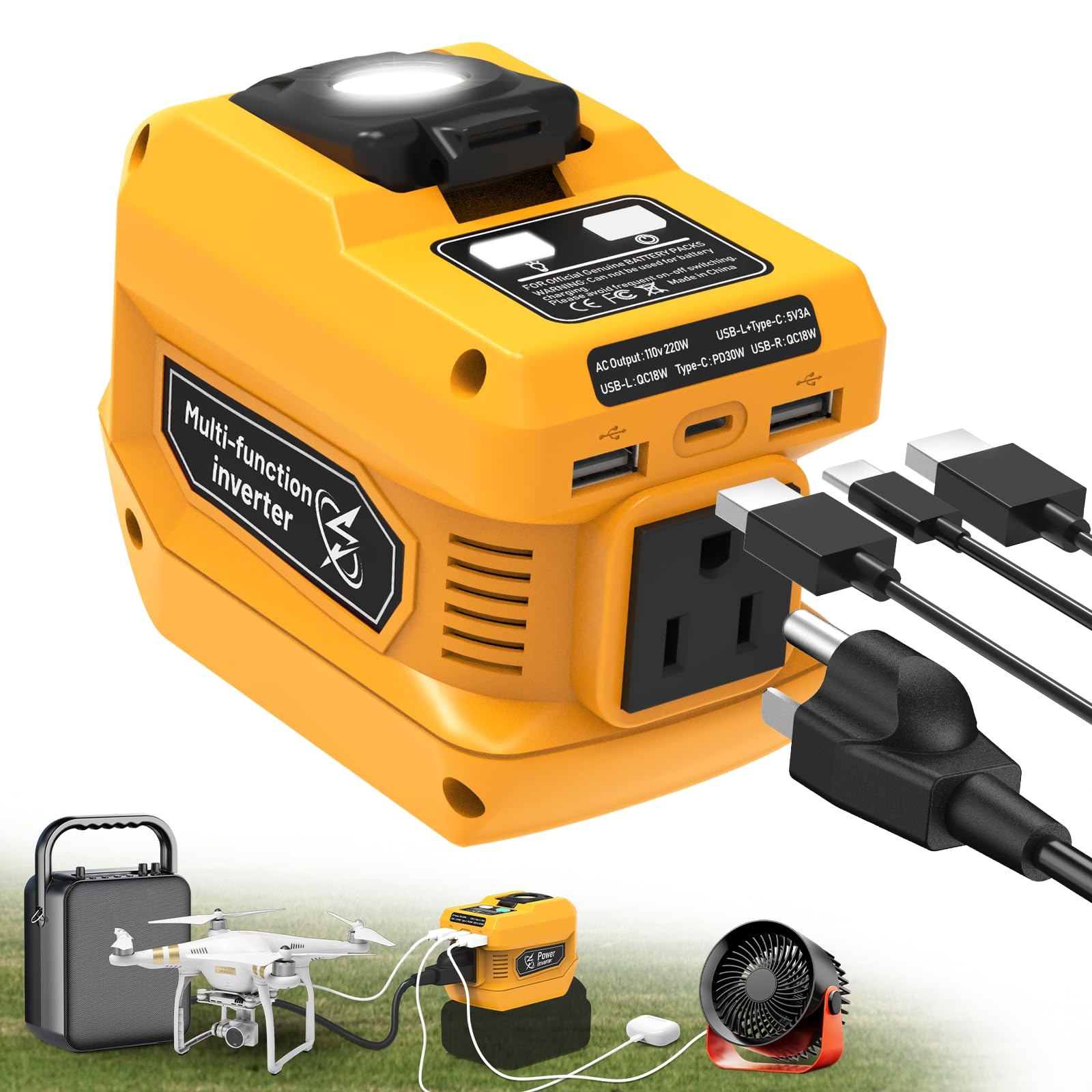 Amazon 220W Power Inverter For Dewalt 20V Battery DC 20V To 