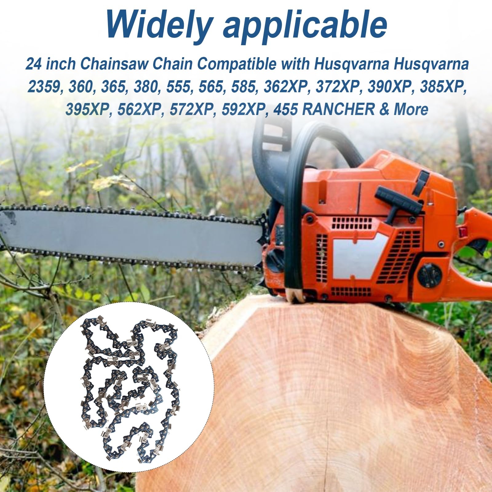 Amazon 24 Inch Chainsaw Chain Fit For Husqvarna 359 360 365 380 555 565 585 362XP 372XP 390XP 385XP 395XP 562XP 572XP 592XP 455 RANCHER 3 8 Pitch 0 058 Gauge 84 Drive Links 2 Chain Patio Lawn Garden