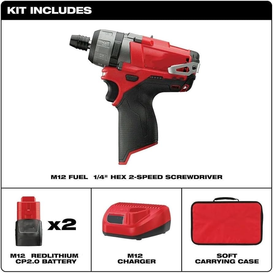 Amazon 2402 22 For Milwaukee M12 FUEL 12V 1 4 Inch Hex 2 Speed Screwdriver Kit Red Black Tools Home Improvement