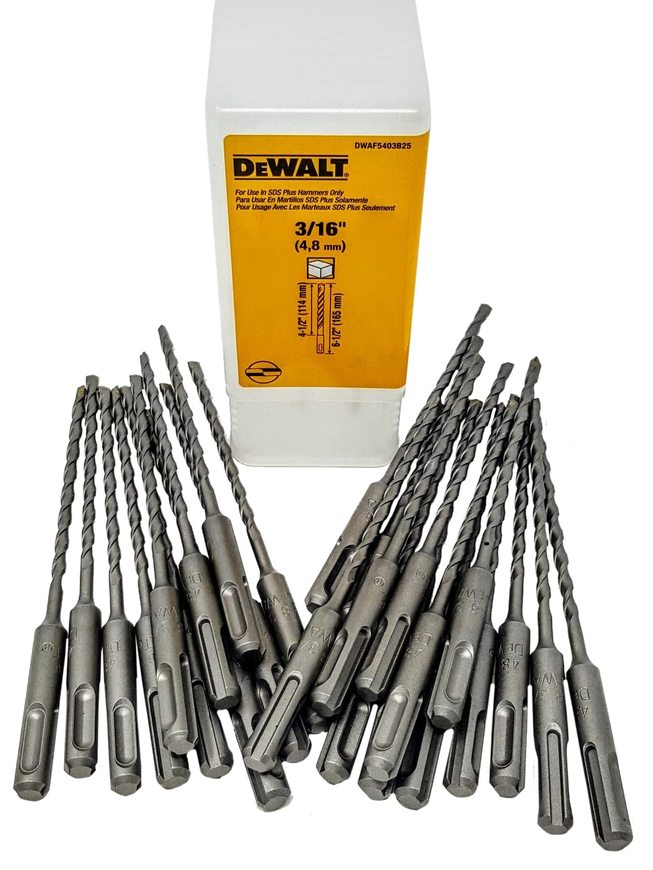 Amazon 25 pack Dewalt DWAF5403B25 DWAF5403 3 16 X 6 1 2 SDS Rotary Hammer Bits Tools Home Improvement