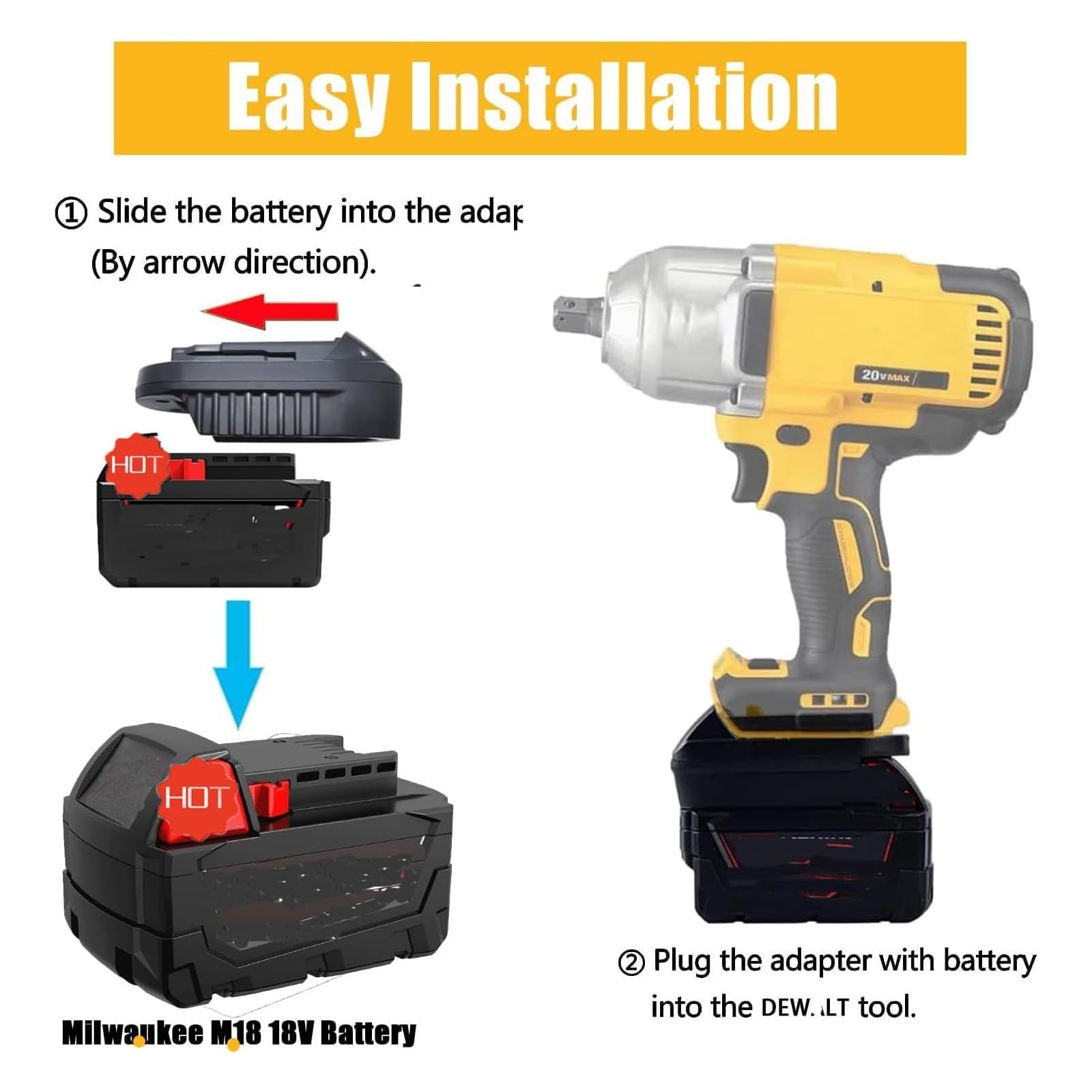 Amazon Battery Adapter Converter For Milwaukee To Dewalt Battery for Milwaukee M18 18V Lithium Battery Convert To Dew alt 20V Lithium Batteries Convert For Dewalt 20V Cordless Power Tool Use Tools 