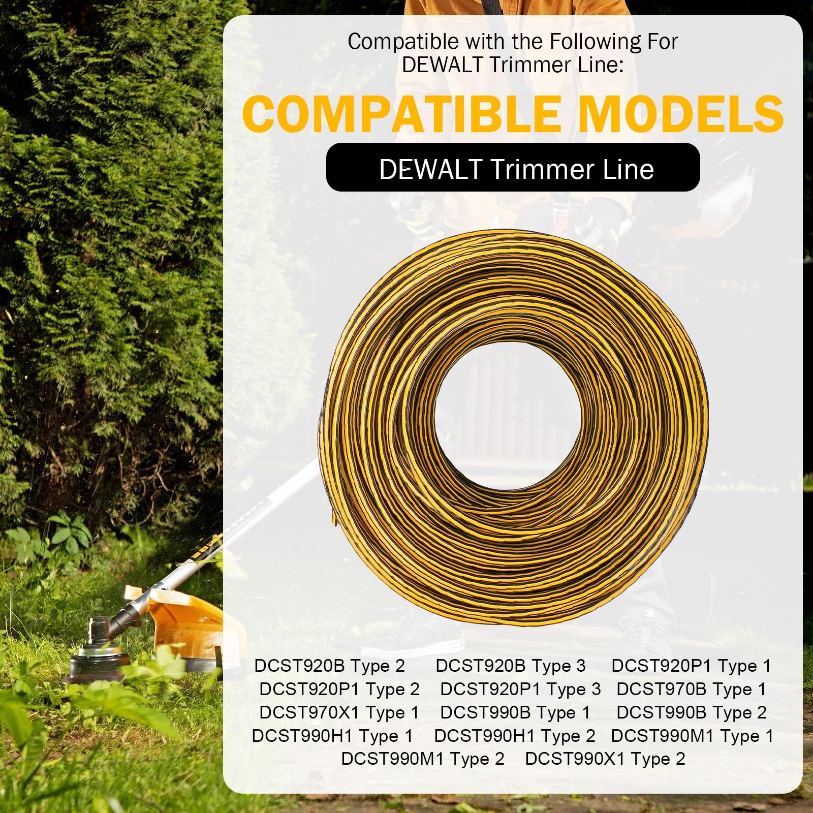 Amazon CHAR YONG String Weed Trimmer Line Replacement For DEWALT DWO1DT802 DCST922P1 DCST925 DCST925B DCST972 DCST972B DCST925M1 DCST920B DCST970B 0 080 Inch 225 Feet Black Gold Patio Lawn U0026 Garden