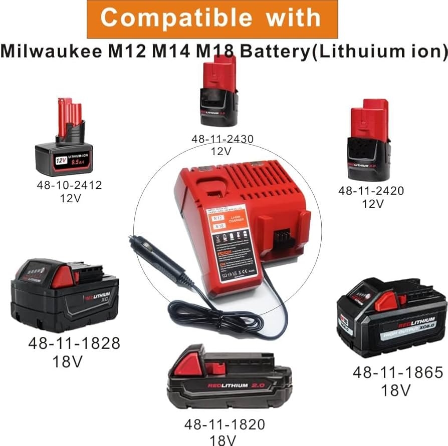 Amazon Compatible With Milwaukee 48 59 1810 Vehicle Car Charger For M12 12V 18V M18 Battery Charger For 48 11 2401 48 11 2402 C12 B C12 BX M12 M14 M18 M18B M18B4 M18BX Automotive