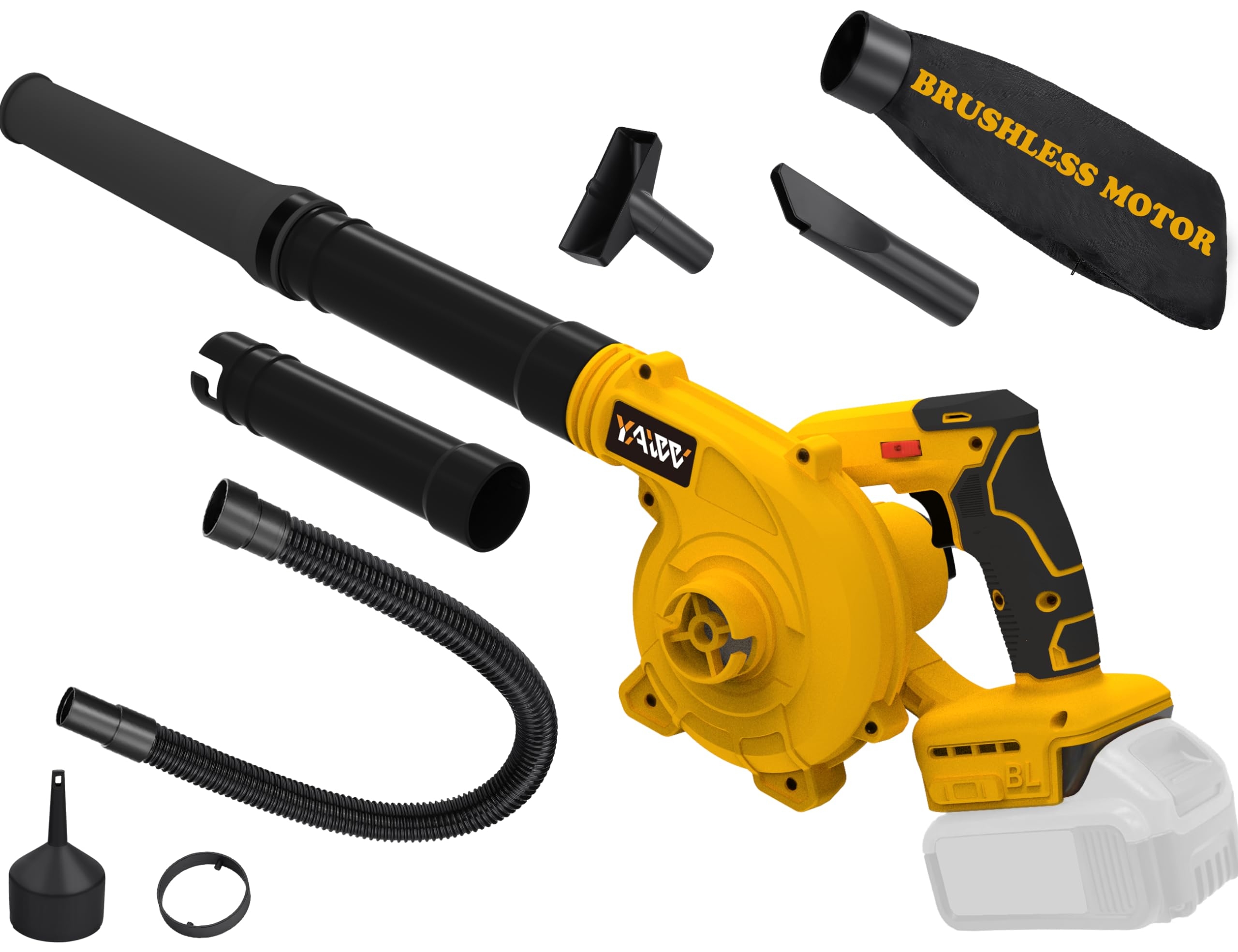 Amazon Cordless Leaf Blower For Dewalt 20V Max Battery Jobsite Air Blower With Brushless Motor 6 Variable Speed Up To 180MPH 2 in 1 Handle Electric Blower And Vacuum Cleaner Battery Not Included Tools U0026 Home