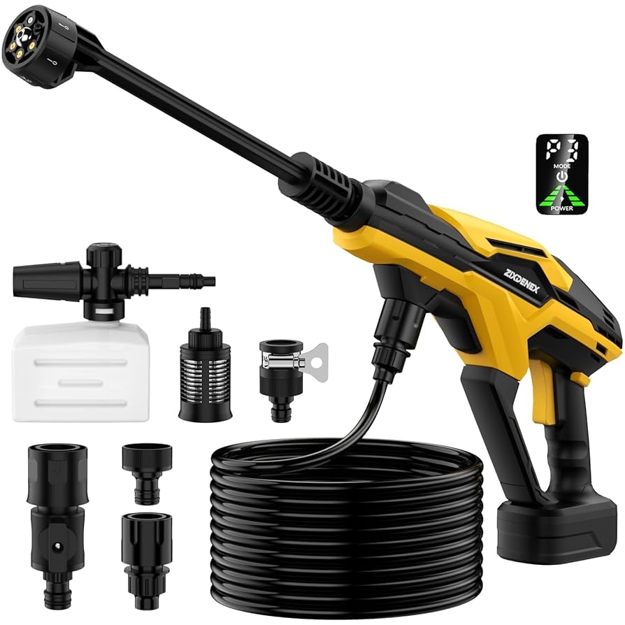 Amazon Cordless Pressure Washer For Dewalt 20V Battery 800 PSI Portable Handheld Power Washer With Brushless Motor 6 in 1 Nozzle 3 Level Adjustable For Car Yard Fence Wall Cleaning Battery Not Included 