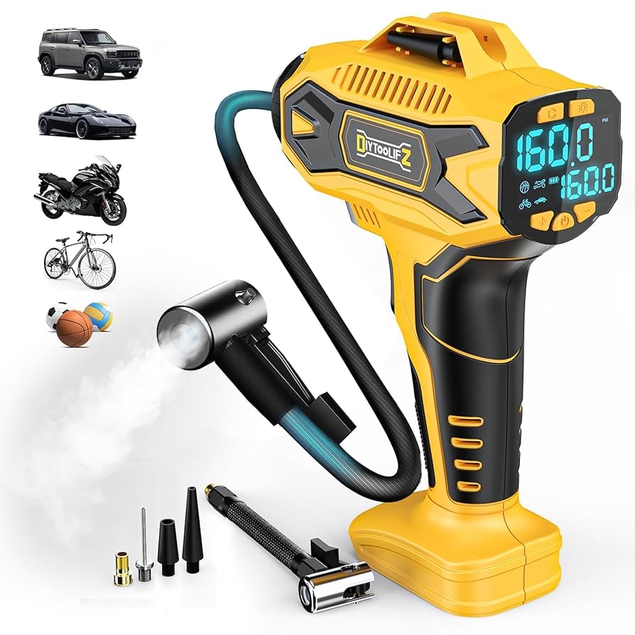 Amazon Cordless Tire Inflator Air Compressor Compatible With Dewalt 20V Max Battery 160PSI Portable Handheld Air Pump With Digital Pressure Gauge Fast Inflation For Cars Motorcycles Bikes No Battery Automotive