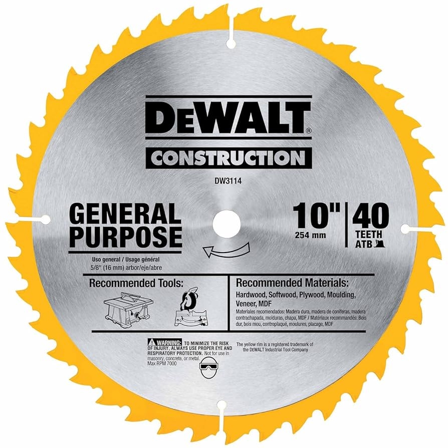 Amazon DEWALT 10 Inch Miter Table Saw Blade ATB Thin Kerf 