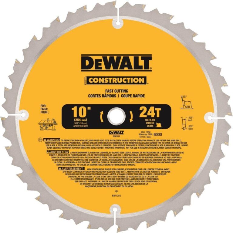 Amazon DEWALT 10 Inch Miter Table Saw Blade ATB Thin Kerf 5 8 Inch Arbor 24 Tooth DW3112 