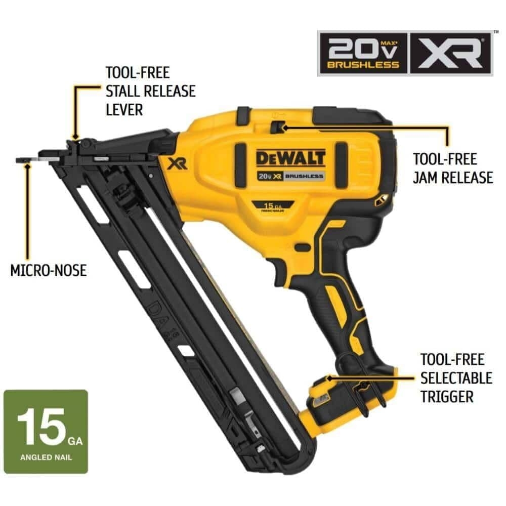 Amazon DEWALT 20V MAX Finish Nailer Angled 15GA DCN650B 
