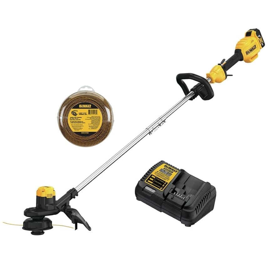 Amazon DEWALT 20V MAX String Trimmer 13 Inch Battery And Charger Extra Trimmer Line 225 foot By 0 080 Inch DCST925M1 DWO1DT802 Yellow