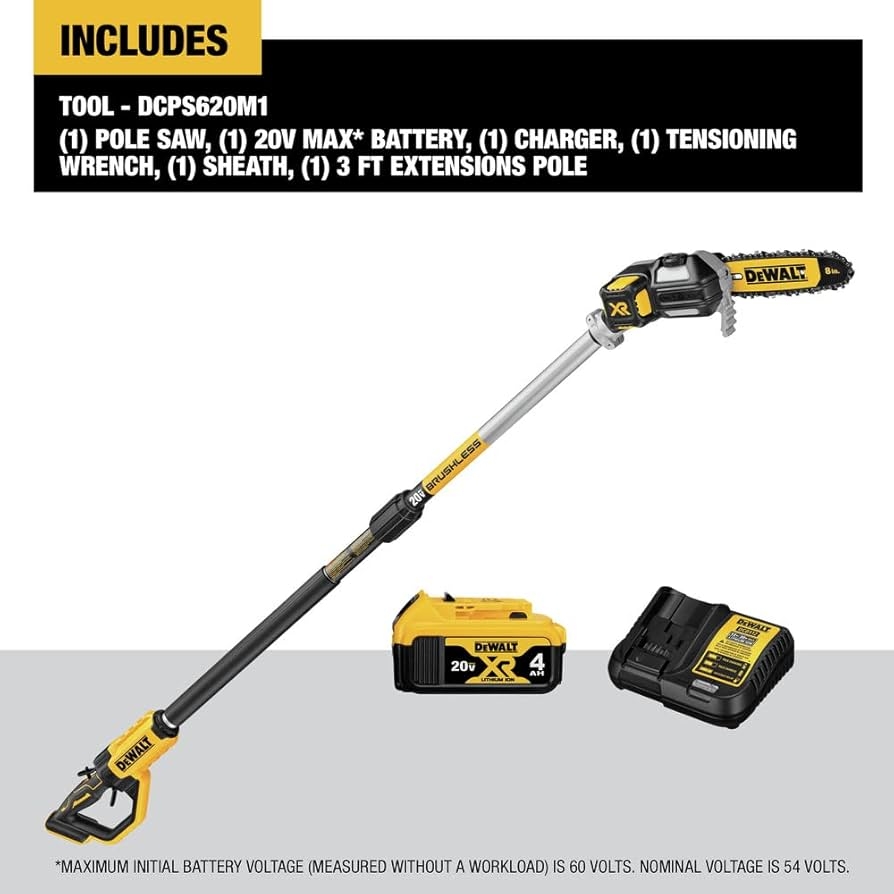 Amazon DEWALT 20V MAX XR Pole Saw 15 Foot Reach DCPS620M1 Tools Home Improvement