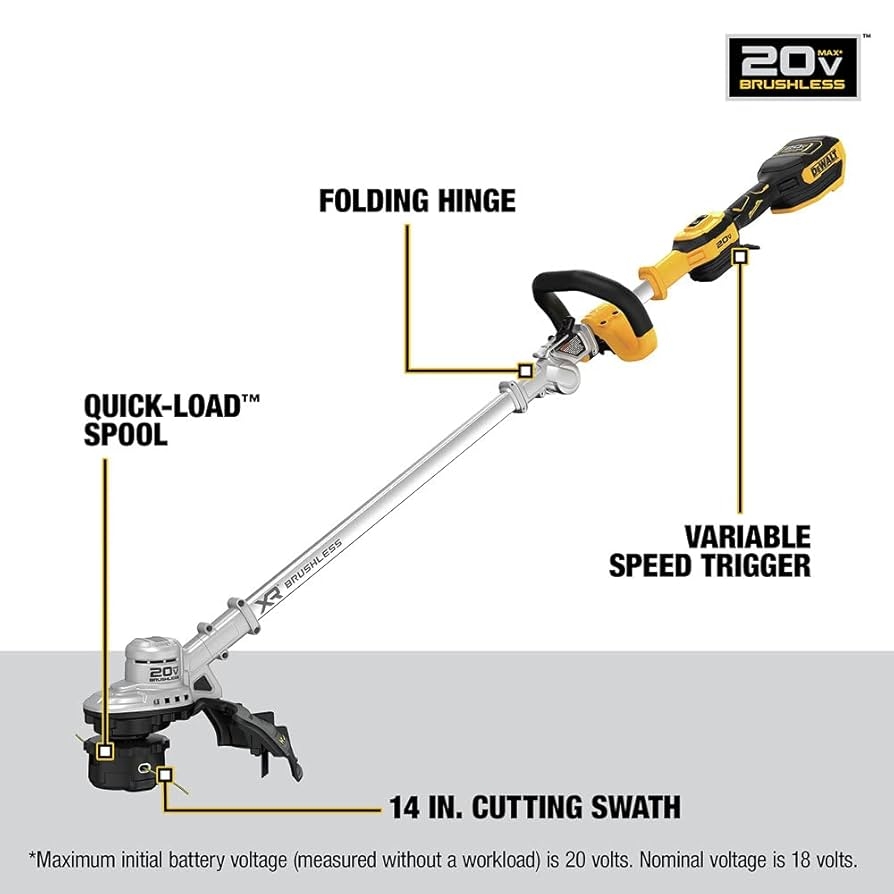 Amazon DEWALT 20V MAX XR String Trimmer 14 Inch Tool Only DCST922B Patio Lawn Garden