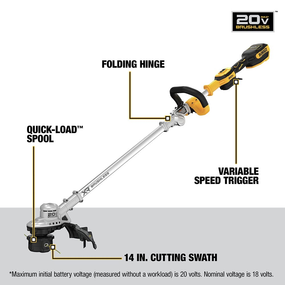 Amazon DEWALT 20V MAX XR String Trimmer 14 Inch Tool Only DCST922B Patio Lawn Garden