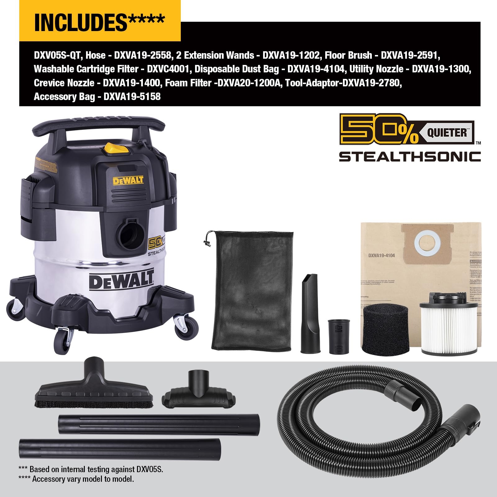 Amazon DEWALT 5 Gallon STEALTHSONIC Shop Vacuum Wet And Dry 