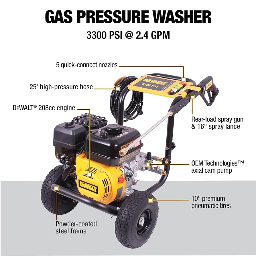 Amazon Dewalt 61147S 3300 PSI 2 4 GPM Gas Cold Water Pressure Washer Patio Lawn Garden