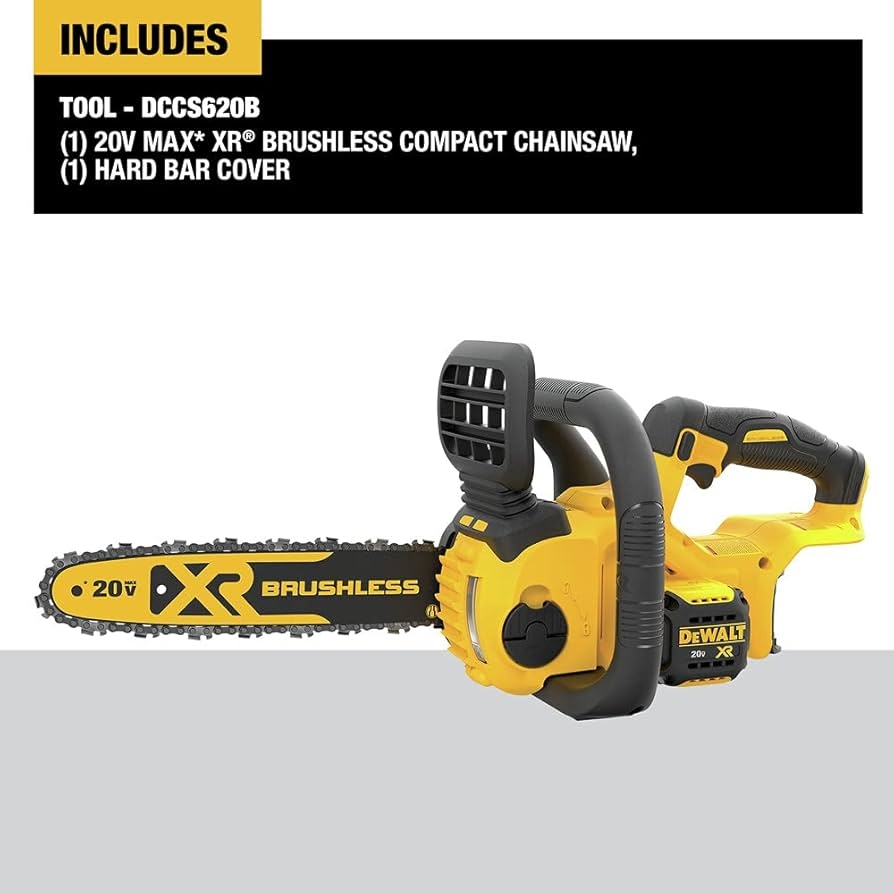Amazon DEWALT DCCS620B 20V Max Compact Cordless Chainsaw With Brushless Motor Tool Only Patio Lawn U0026 Garden
