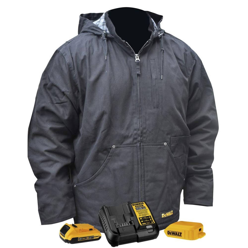 Amazon DEWALT DCHJ076A Heated Heavy Duty Work Coat Kit With 2 0Ah Battery And Charger Black DCHJ076ABD1 L Everything Else