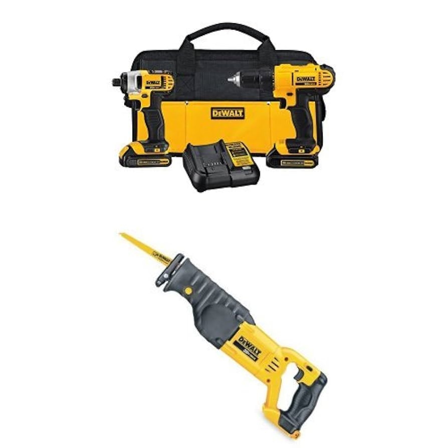 Amazon DEWALT DCK240C2 20v Lithium Drill Driver Impact Combo Kit 1 3Ah With Reciprocating Saw Bare Tool Only Home U0026 Kitchen