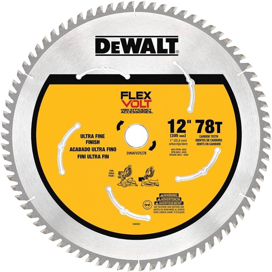 Amazon DEWALT DWAFV31278 Flexvolt 78T Miter Saw Blade 12