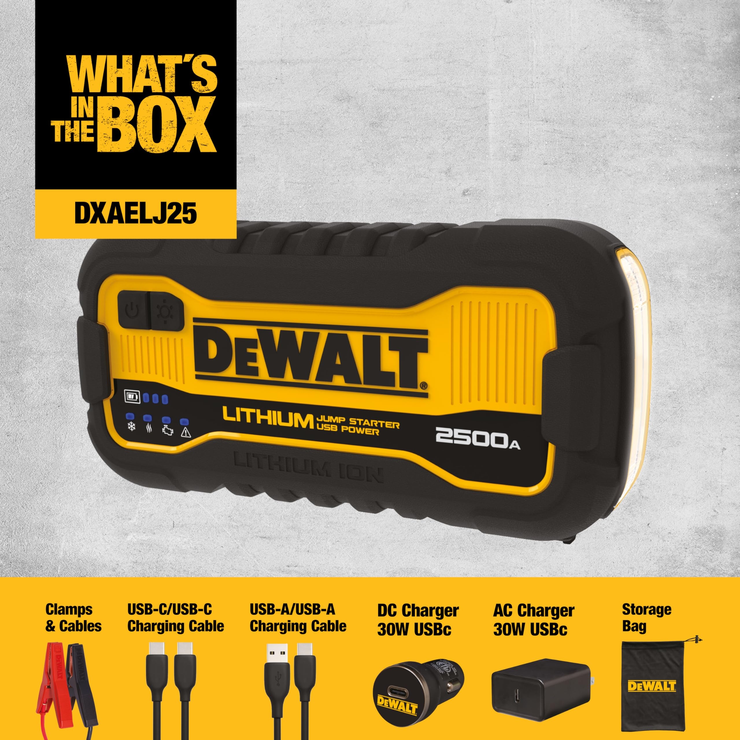 Amazon DEWALT DXAELJ25 2500 Peak Amp Portable Lithium Jump 