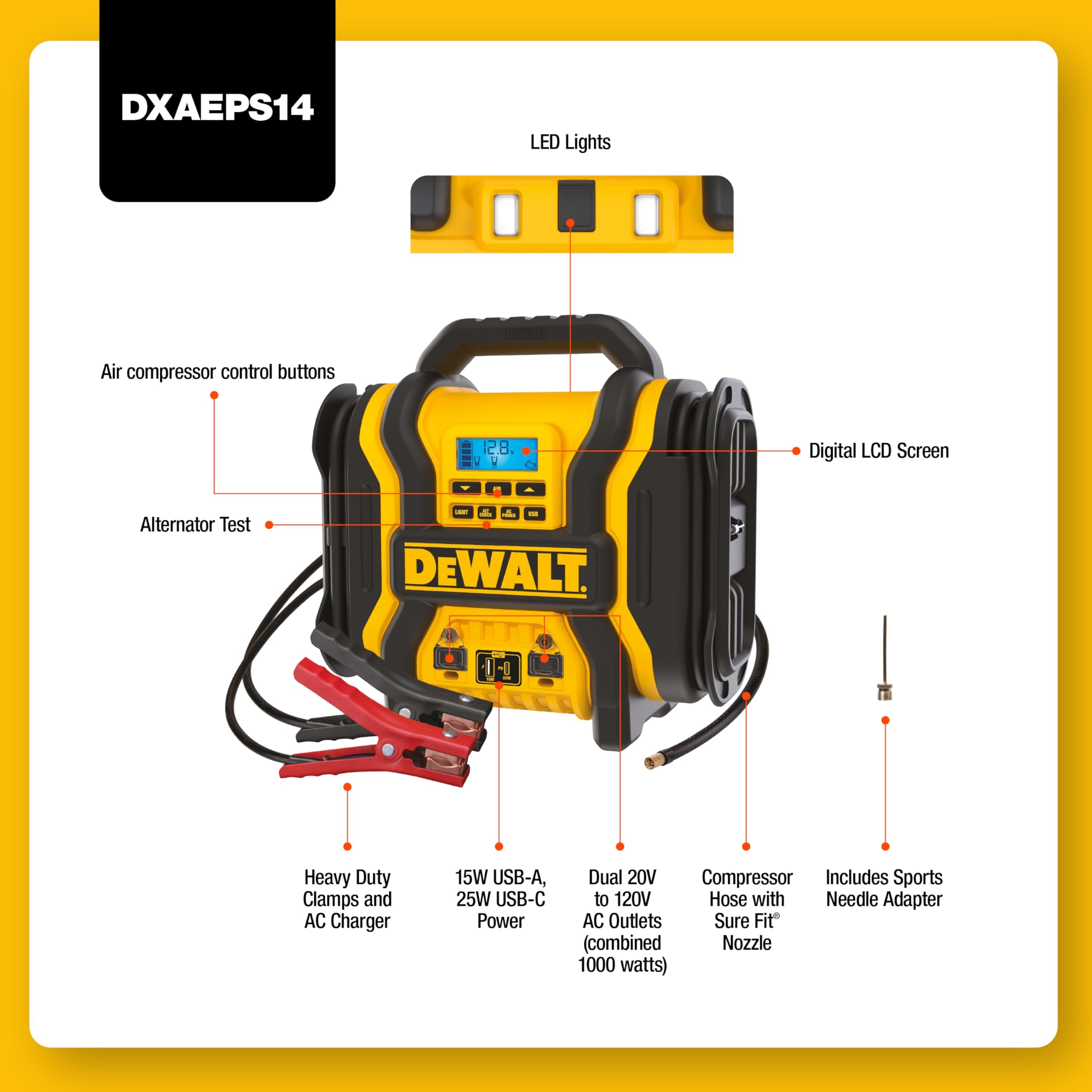 Amazon DEWALT DXAEPS14 Type2 2000 Peak Battery Amp 12V 