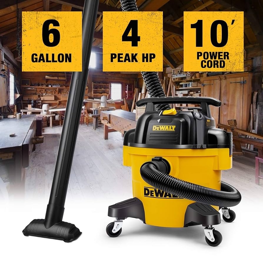 Amazon DEWALT DXV06PZ 4 Peak HP Shop Vacuums Wet Dry 6 Gallon Poly Wet Dry Vac Heavy Duty Shop Vacuum With Blower Function Yellow Black Tools U0026 Home Improvement