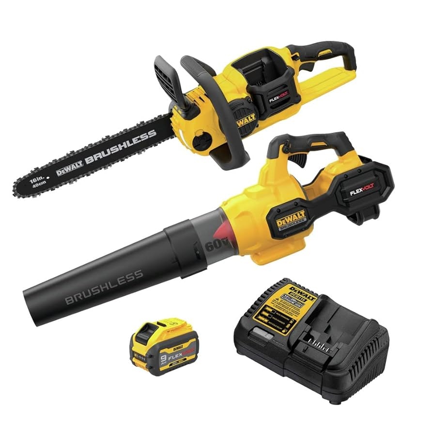 Amazon DEWALT FLEXVOLT 60V MAX Blower Chainsaw Combo Kit Brushless 3 Ah Battery DCBL772X1 DCCS670B 