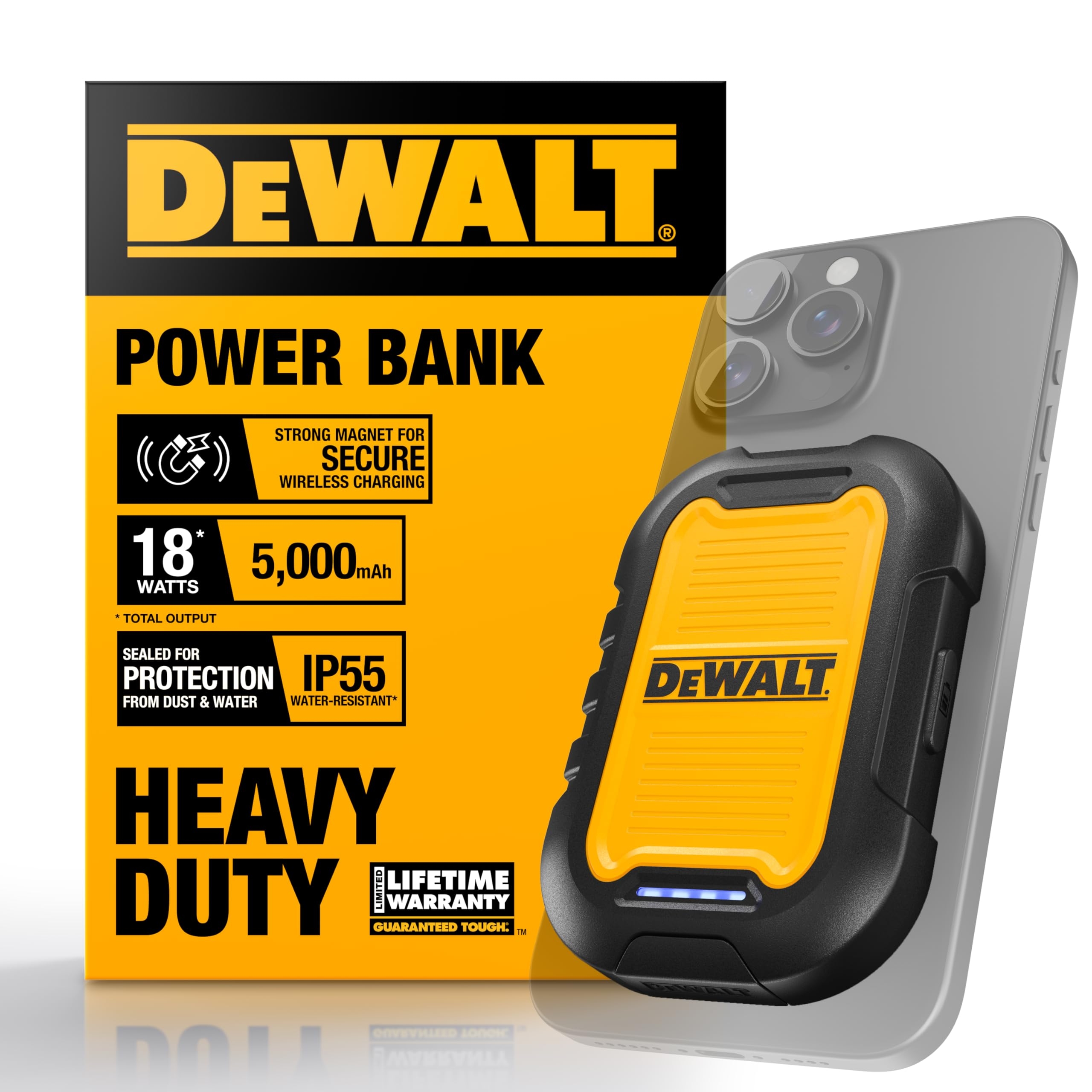 Amazon DEWALT Heavy Duty Magnetic Power Bank 5 000mAh Rugged 