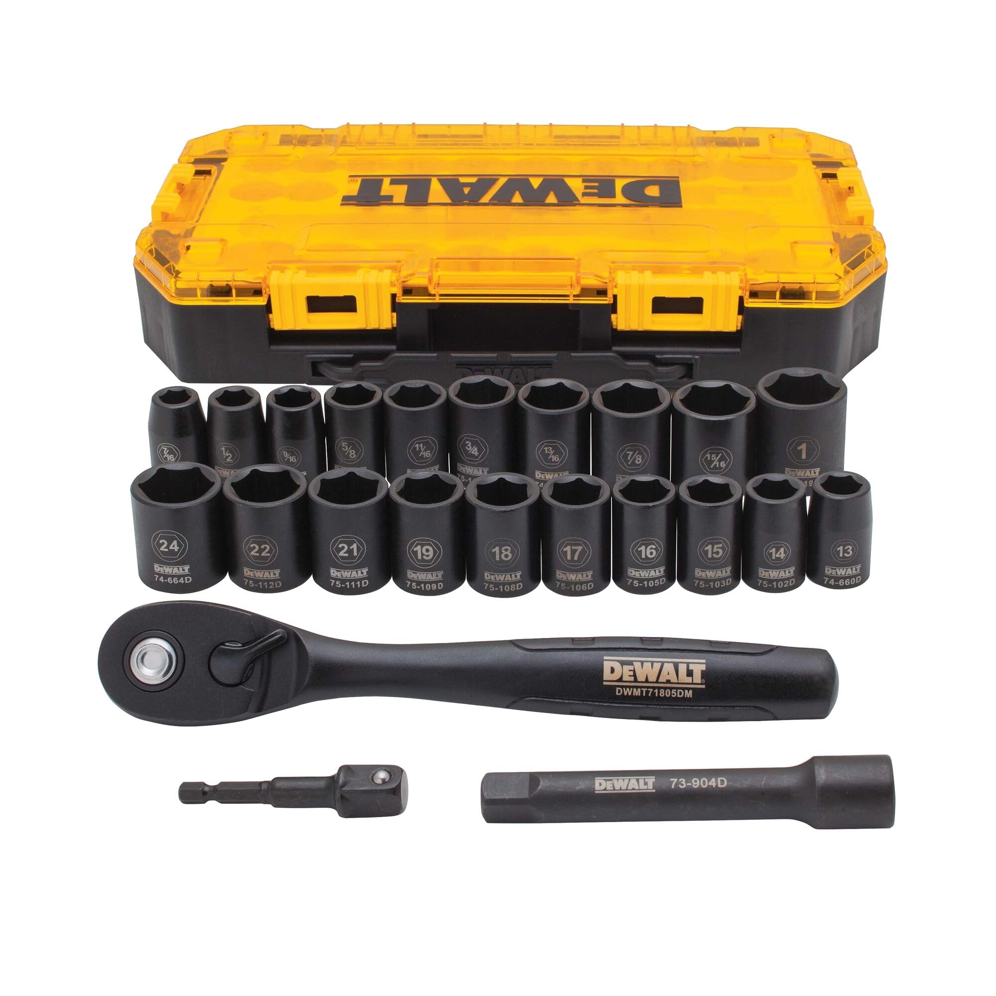 Amazon DEWALT Impact Socket Set With Ratchet Metric SAE 1 2