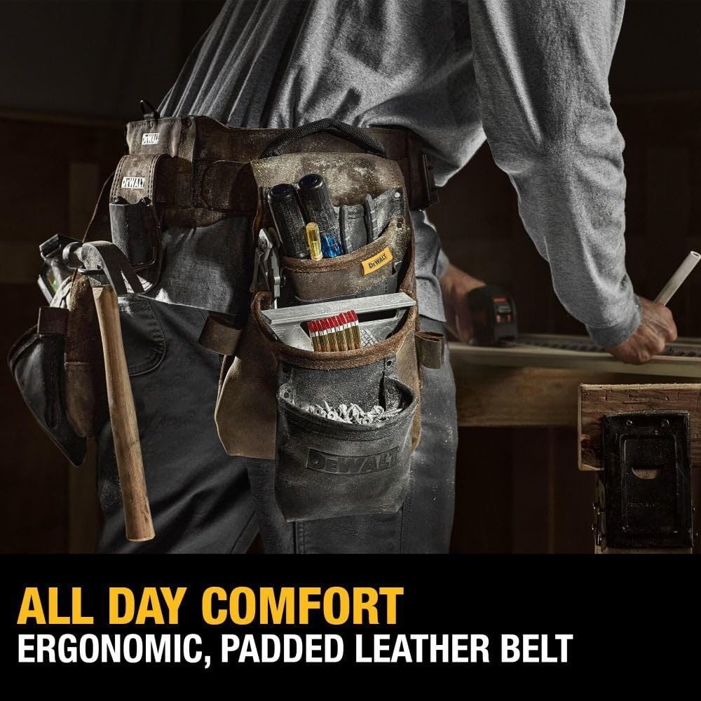 Amazon DEWALT Leather Tool Belt Organizer With 18 Pockets 