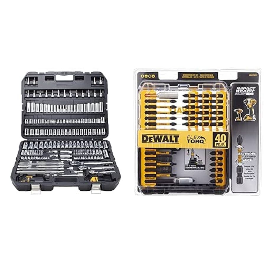 Amazon DEWALT Mechanics Tool Set 192 Piece With Screwdriver Bit Set Impact Ready FlexTorq 40 Piece DWMT75049 U0026 DWA2T40IR Tools U0026 Home Improvement