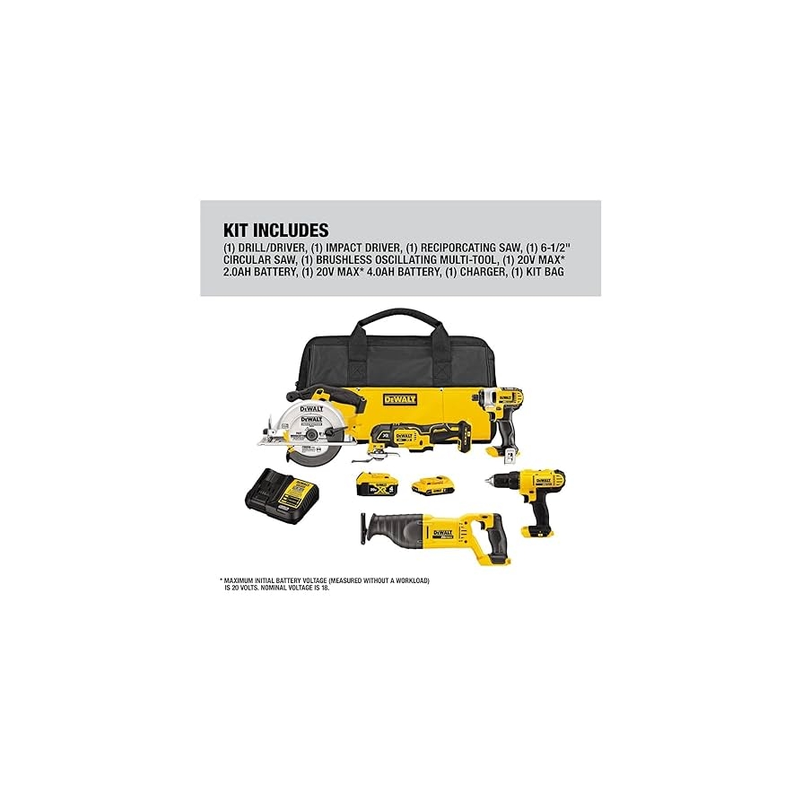 Amazon DEWALT Tools 5 Tool Power Tool Combo Kit Cordless 
