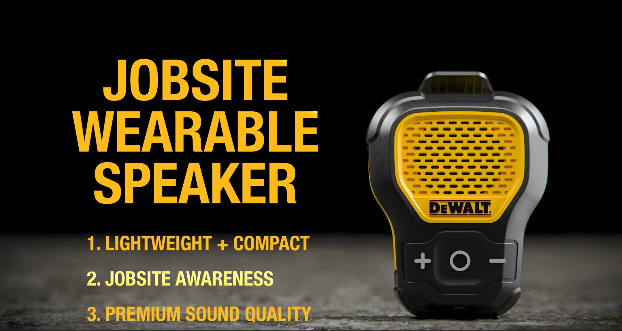 Amazon DEWALT Wearable Bluetooth Speaker Updated Version Clip On Wireless Jobsite Pro Water Resistant Portable Speaker Non Magnetic Built in Mic For Hands Free Music Calls Bluetooth Speaker Yellow Electronics