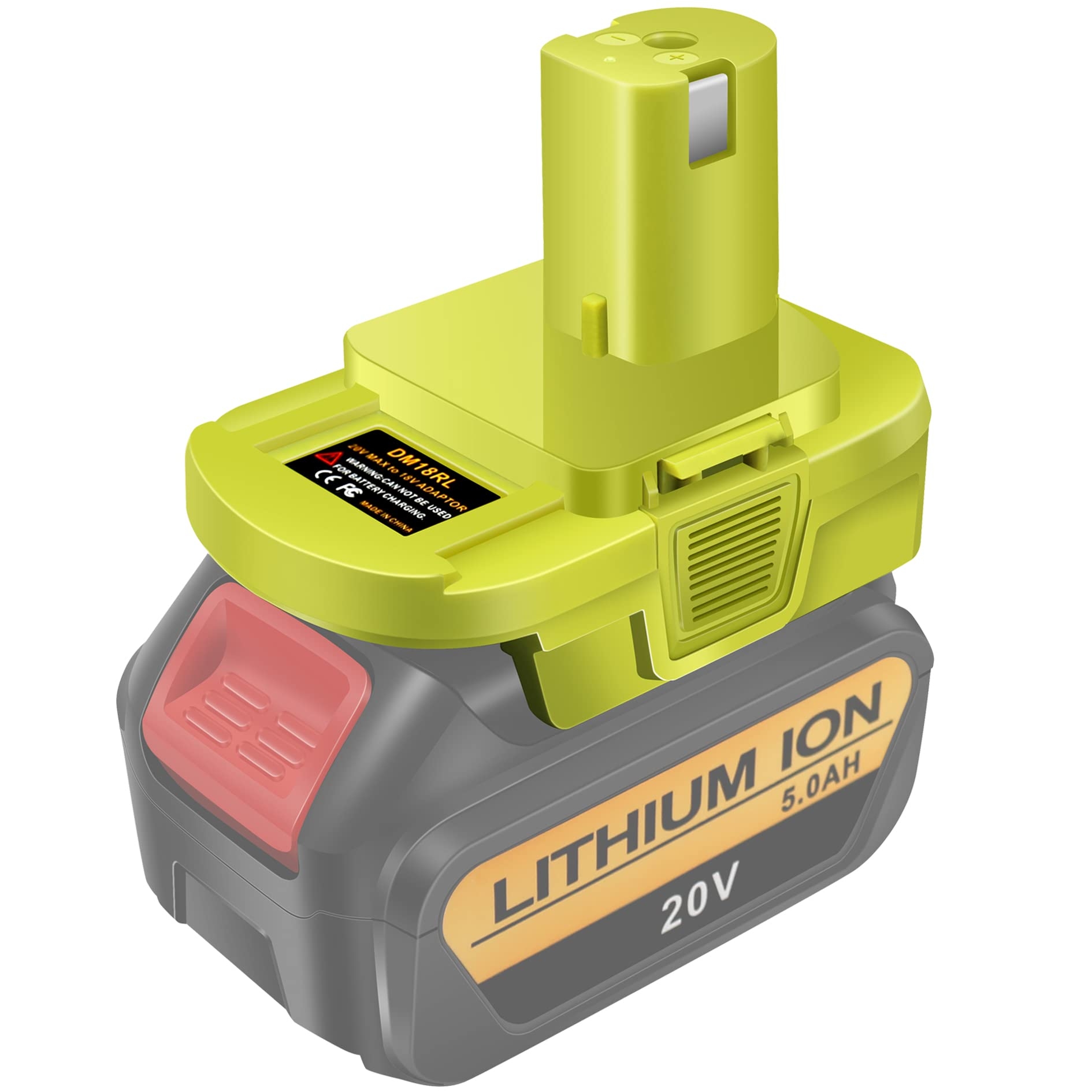 Amazon DM18RL Battery Adapter For Dewalt To Ryobi Battery Adapter Convert Dewalt 20V Llithium Battery To Ryobi 18V P107 P108 Battery With 5V 2 1A MAX USB Charge Tools Home Improvement
