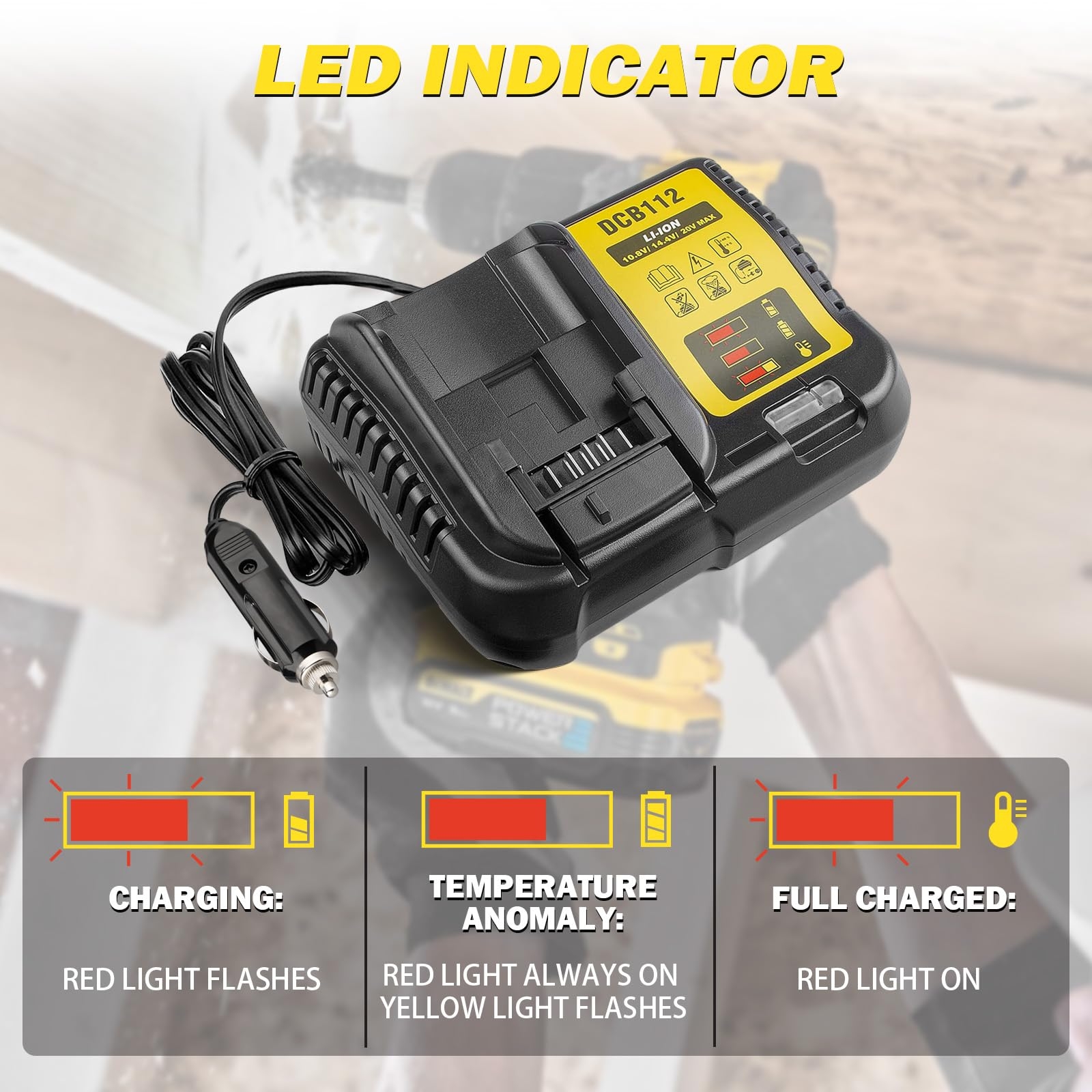 Amazon For Dewalt 20V 12V 14 4V Charger DCB119 Car Battery Chargering Compatible With 12V 14 4V 20V U0026 18V MAX Lithium Ion Battery DCB203 DCB206 DCB120 Cigarette Lighter Plug Vehicle Charger 3A Tools U0026 Home