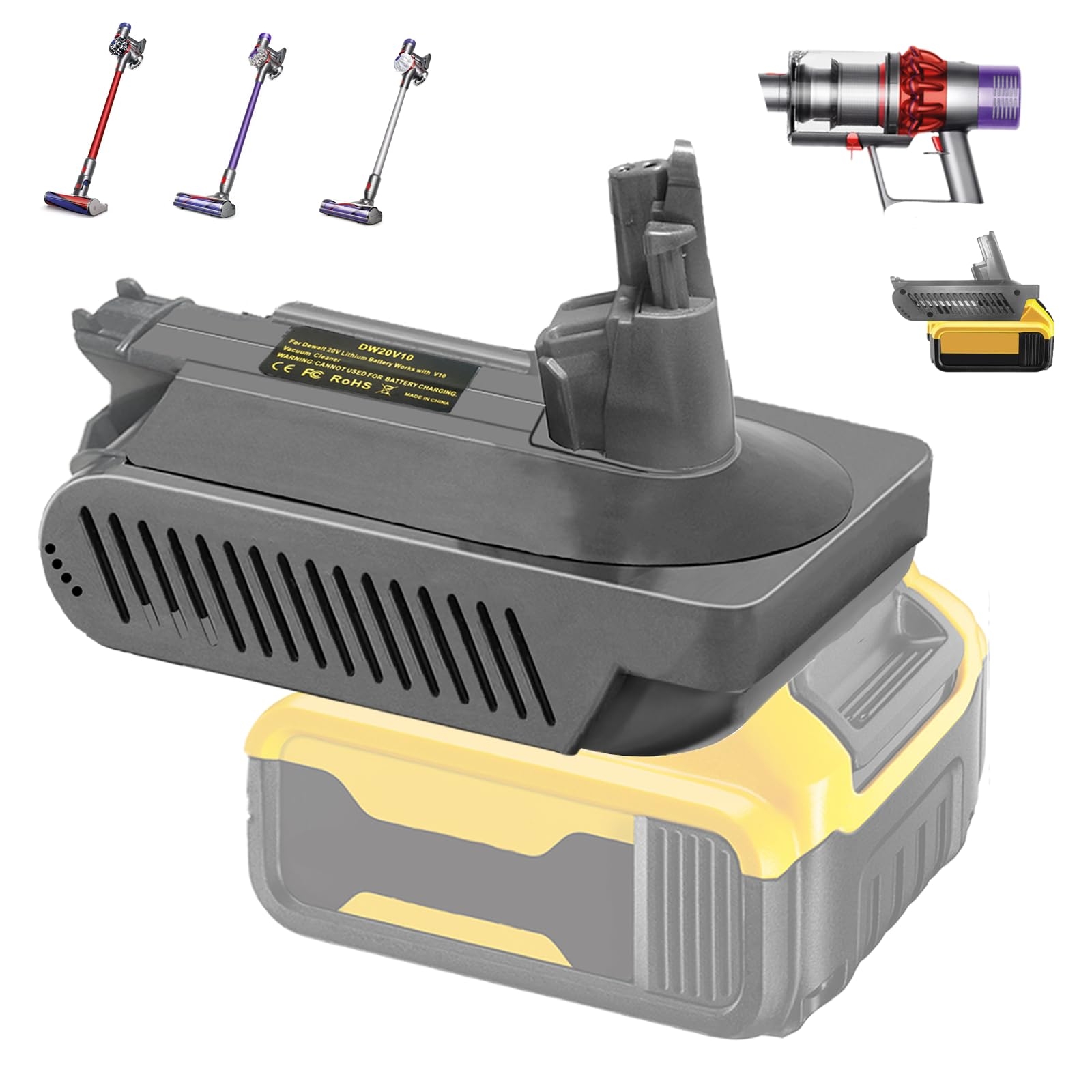 Amazon For Dyson V10 Battery Replacement V10 Adapter For Dewalt 18V 20V MAX 60V Li ion Battery Converter To For Dyson V10 Battery Work For Dyson V10 Cyclone Animal Absolute Fluffy SV12 Vacuum