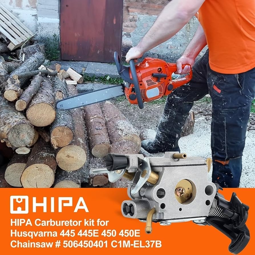 Amazon Hipa 506450401 Carburetor For Husqvarna 445 450 450E 445E Gas Chainsaw Parts Replace C1M EL37B Carb With Maintenance Kit Patio Lawn Garden