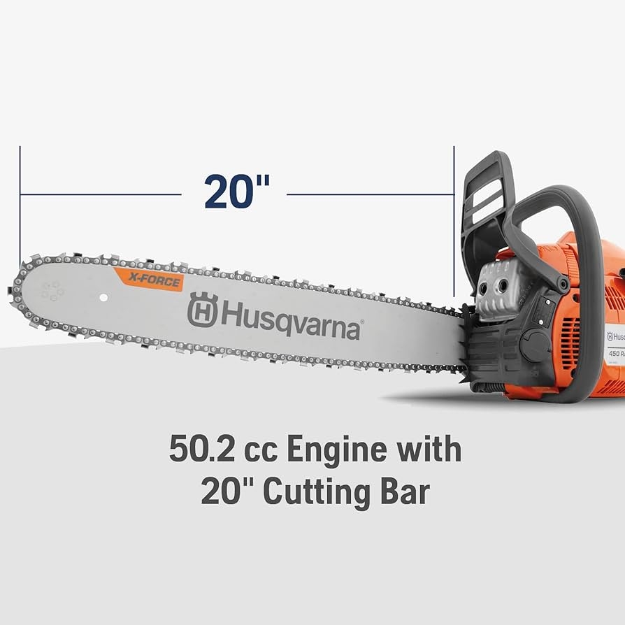 Amazon Husqvarna 450 Rancher 20 Inch Gas Chainsaw 50 2 cc 3 2 HP 2 Cycle X Torq Engine For Tree Pruning Yard Cleanups And Firewood Cutting 970613120 Patio Lawn Garden