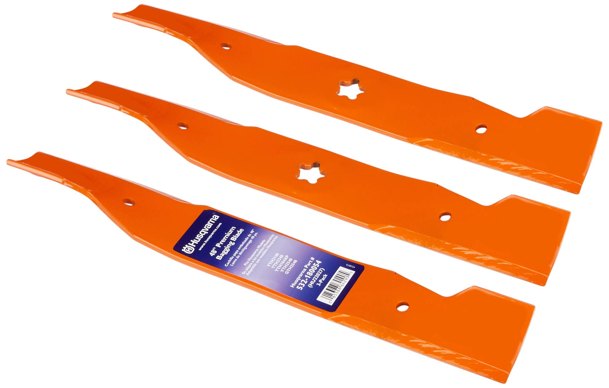Amazon Husqvarna 48 Inch High Lift Bagging Lawn Mower Blade Lawn Mower Parts Riding Mowers Replacement For OEM Part No 180054 Orange Pack Of 3 Lawn Mower Blades Patio Lawn Garden
