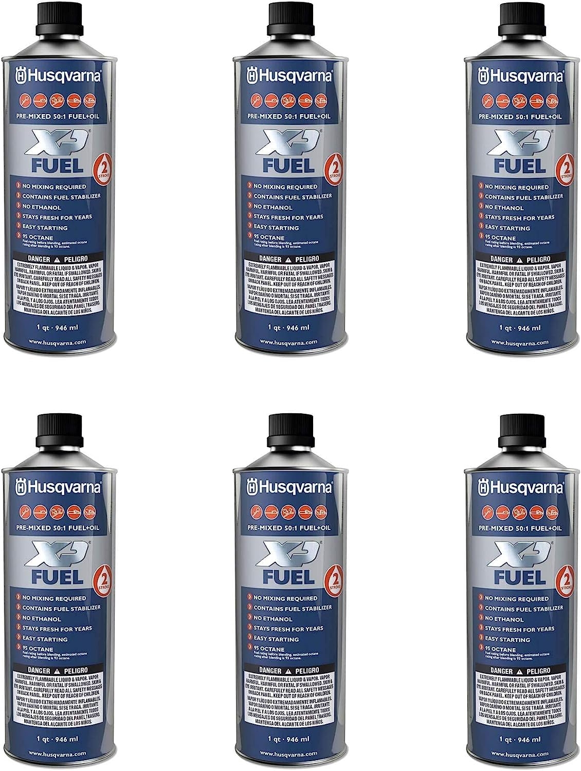 Amazon Husqvarna 584309701 XP Pre Mixed 2 Stroke Fuel And Engine Oil Quart 6 Pack Patio Lawn Garden